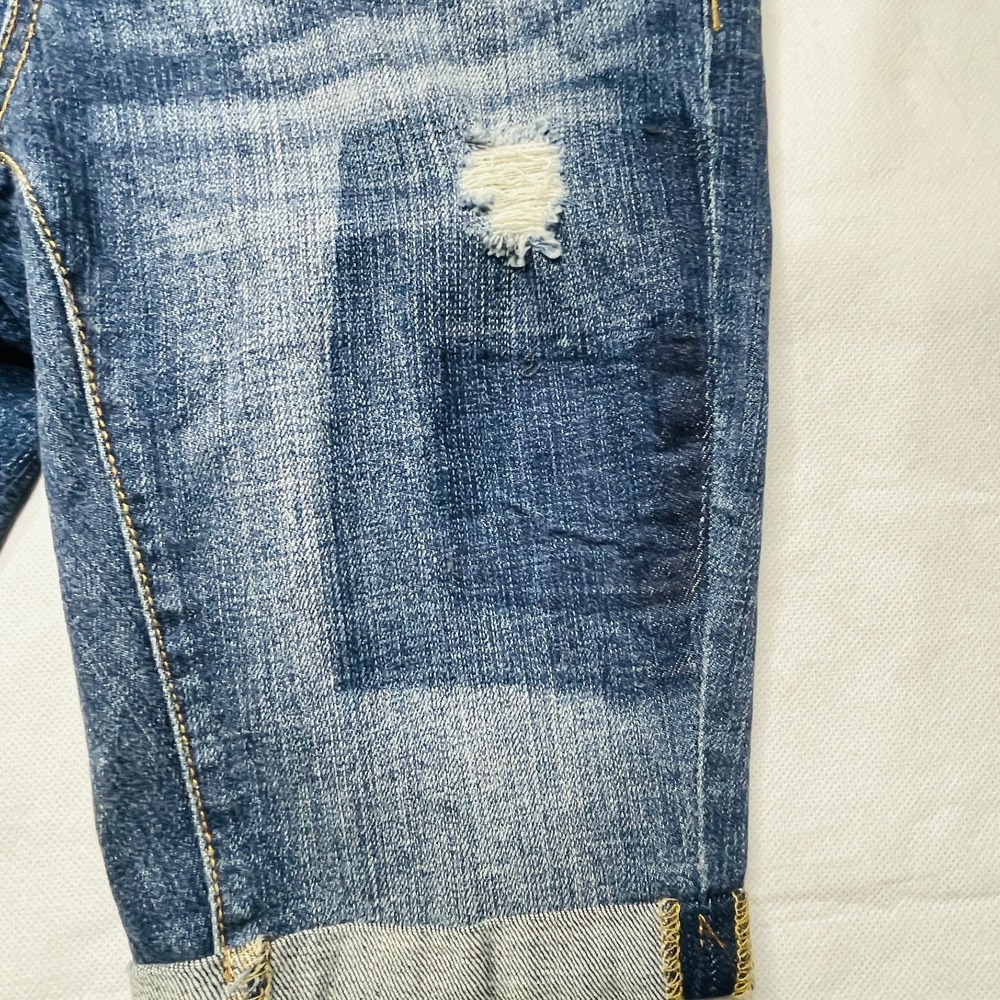 Time and Tru Bermuda Shorts Womens 4 Distressed Patchwork Denim Cuffed - Picture 4 of 14